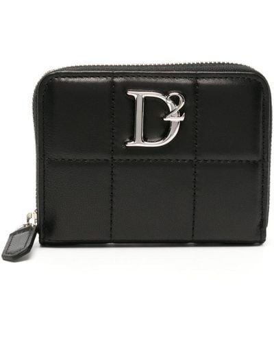 DSquared² Logo-plaque Quilted Wallet - Black