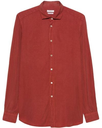 Boglioli Long-sleeve Tonal Stitching Shirt - Red