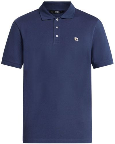 Karl Lagerfeld Ikonik Embroidered-logo Polo Shirt - Blue