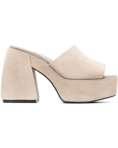Pinko 125mm Chunky Suede Mules - Natural