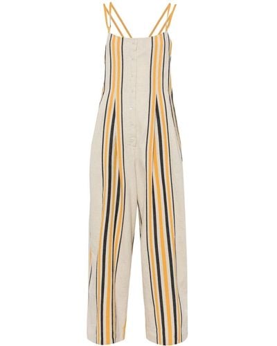 Bode Namesake Striped Cotton Jumpsuit - Metallic
