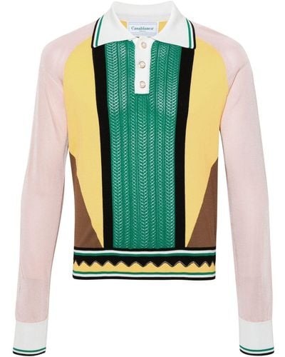 Casablancabrand Poloshirt in Colour-Block-Optik - Grün