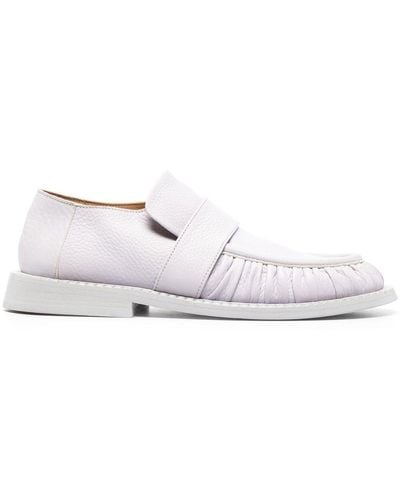 Marsèll Round-toe Ruched Leather Loafers - White