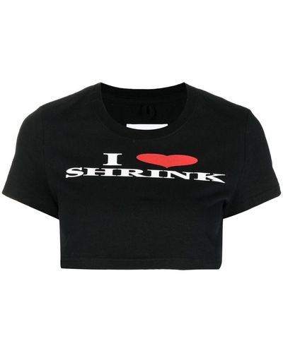 Doublet Slogan-print Cropped T-shirt - Black