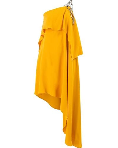 Monse Vestido drapeado con hombro descubierto - Amarillo