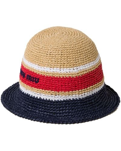 Miu Miu Sombrero de pescador tejido con logo bordado - Multicolor