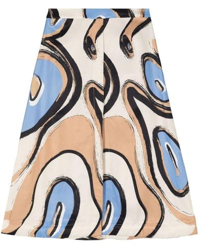 MEHTAP ELAIDI Nazar Abstract-print A-line Skirt - Blue
