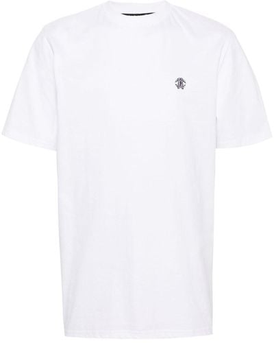 Roberto Cavalli Monogram-embroidered Cotton T-shirt - White