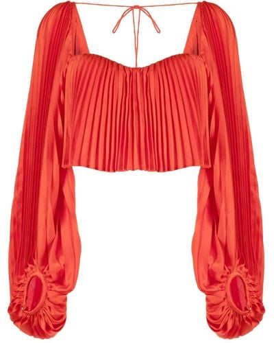 Acler Moston Pleated Cropped Blouse - Red