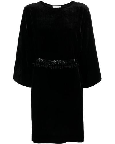 P.A.R.O.S.H. Beaded-belt Velvet Minidress - Black