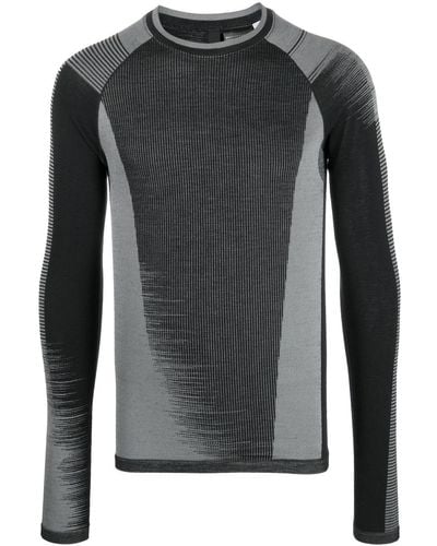 Y-3 Stripe-print Long-sleeved T-shirt - Gray