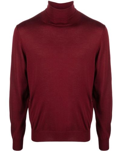 Canali Fine-knit Roll-neck Sweater - Red