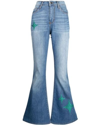 Madison Maison Star-print High-rise Flared Jeans - Blue