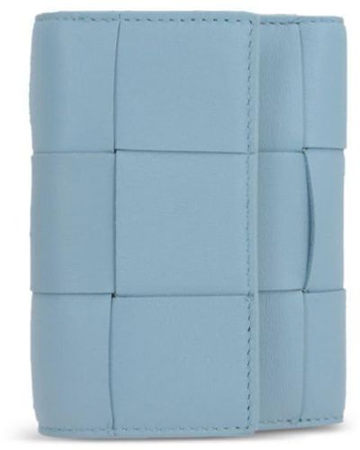 Bottega Veneta Cassette Tri-fold Leather Wallet - Blue