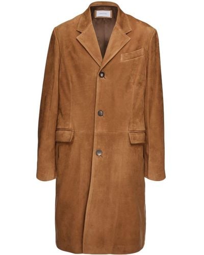 Ferragamo Single-breasted Leather Coat - Brown