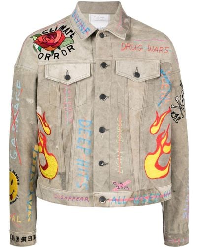 READYMADE Graphic-print Button-up Jacket - Gray