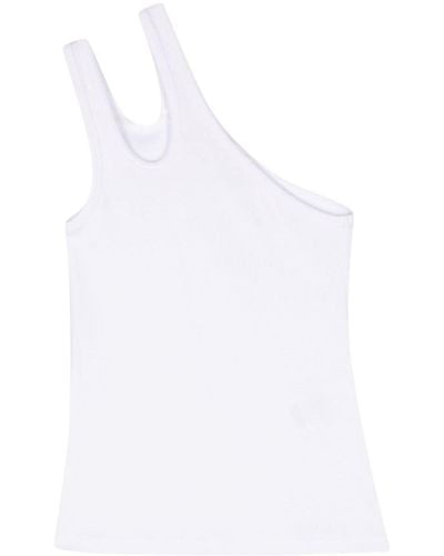 Remain One-shoulder Jersey Tank Top - White