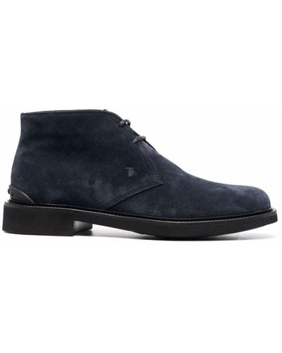 Tod's Lace-up Suede Boots - Blue