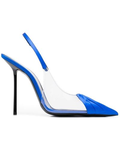 Saint Laurent 140mm Pointed-toe Leather Court Shoes - Blue