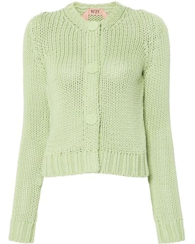 N°21 Press-stud Chunky-knit Cardigan - Green