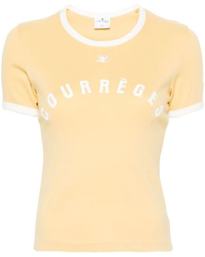 Courreges T-shirt Met Logoprint - Geel
