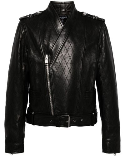 Balmain Belted Lambskin Jacket - Black