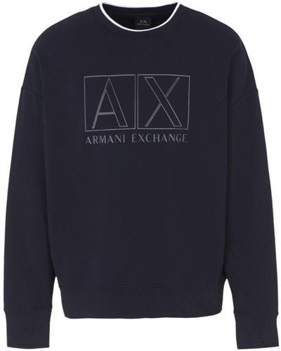 Armani Exchange Sweater Met Logoprint - Blauw