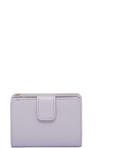 Prada Saffiano Leather Logo Wallet - Purple