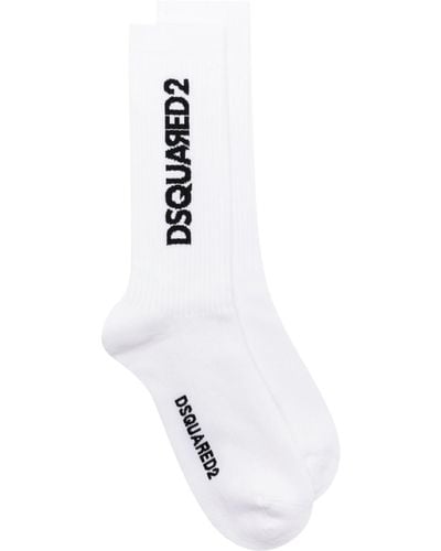 DSquared² Logo-jacquard Calf-length Crew Socks - White