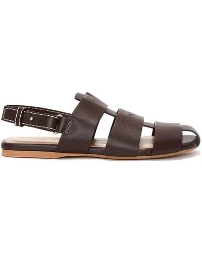 JW Anderson Caged Leather Slingback Sandals - Brown