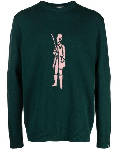 Mackintosh Logo-intarsia Merino Wool-blend Jumper - Green