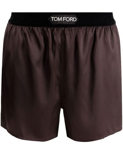 Tom Ford Logo-waistband Satin Shorts - Black