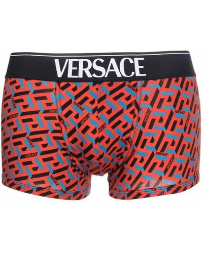 Versace Shorts mit La Greca-Print - Rot