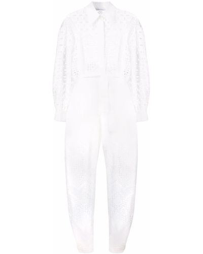 Alberta Ferretti Body ceinturé à broderies - Blanc