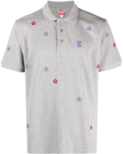 KENZO Target embroidered cotton shirt - Grigio