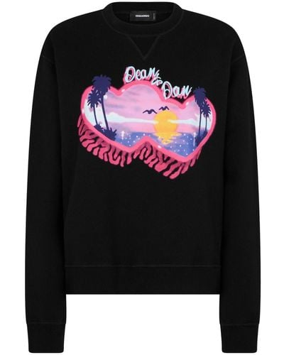 DSquared² Sweater Met Grafische Print - Zwart