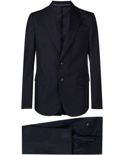 Gucci GG-print Single-breasted Wool Suit - Blue