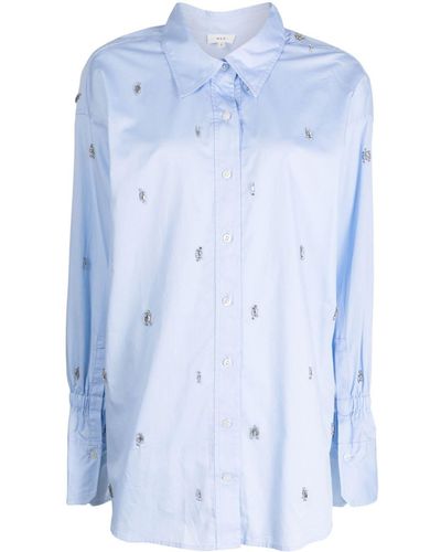 A.L.C. Camisa Monica con detalles de cristal - Azul