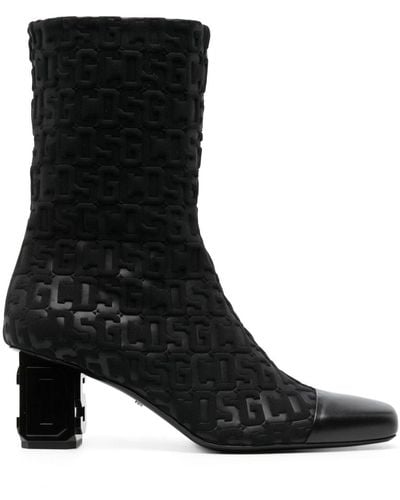 Gcds 75mm Monogram-pattern Ankle Boots - Black