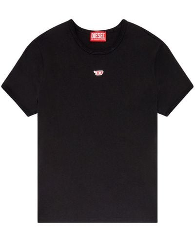DIESEL Logo-embroidered T-shirt - Black