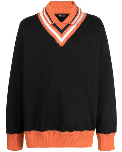 Kolor Ribbed-collar Cotton Sweatshirt - Black