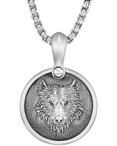 David Yurman Sterling Silver Wolf Pendant - Metallic