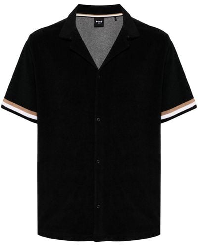 BOSS Terry-cloth Cotton-blend Shirt - Black