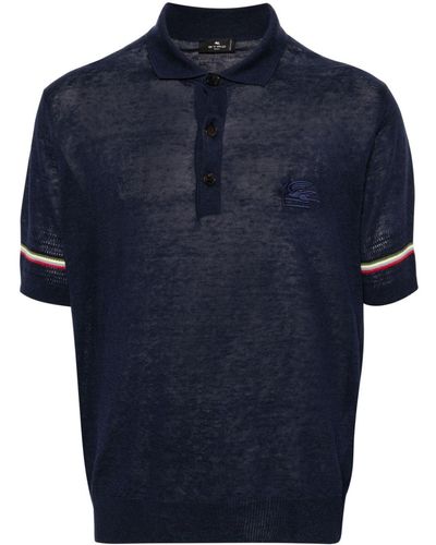 Etro Polo con logo bordado - Azul