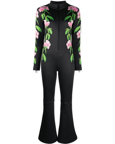 Cynthia Rowley Floral-print Flared Jumpsuit - Black