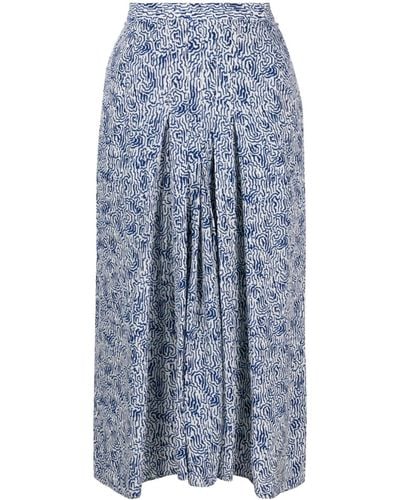 Isabel Marant Eolia Abstract-print Midi Skirt - Blue