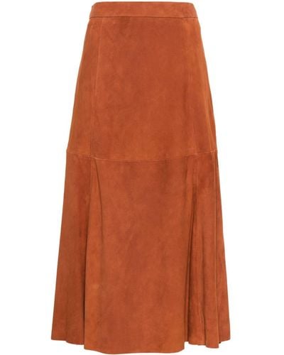 Polo Ralph Lauren Suede A-line Midi Skirt - Orange