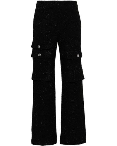 Maje Mid-rise Tweed Cargo Trousers - Black