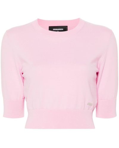 DSquared² Cropped Fine-knit Top - Pink
