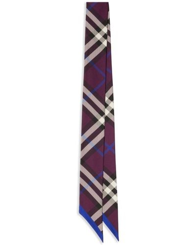 Burberry Nova Check Silk Scarf - Purple